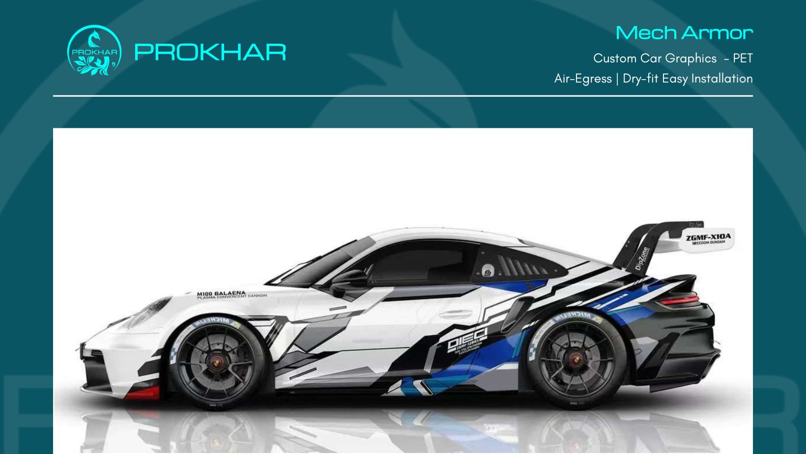 Futuristic Mecha Theme Custom Color Wrap for Porsche 911 GT3