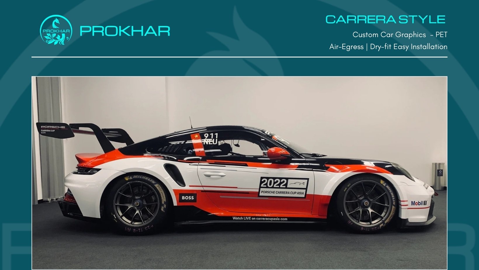 Porsche 911 GT3 Cup Custom Graphics | PROKHAR Wrap & PET Film