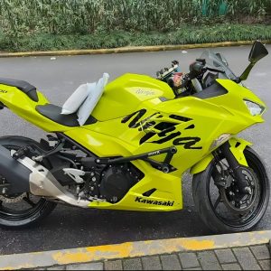Kawasaki Ninja 400 equipped with Lime Green Big Logo Sportbike Custom Fairings
