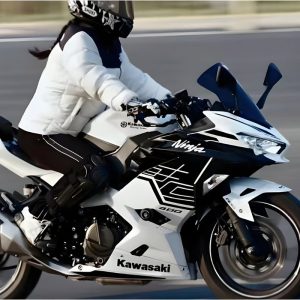 Kawasaki Ninja 400 custom paint fairings pearl white KRT graphics