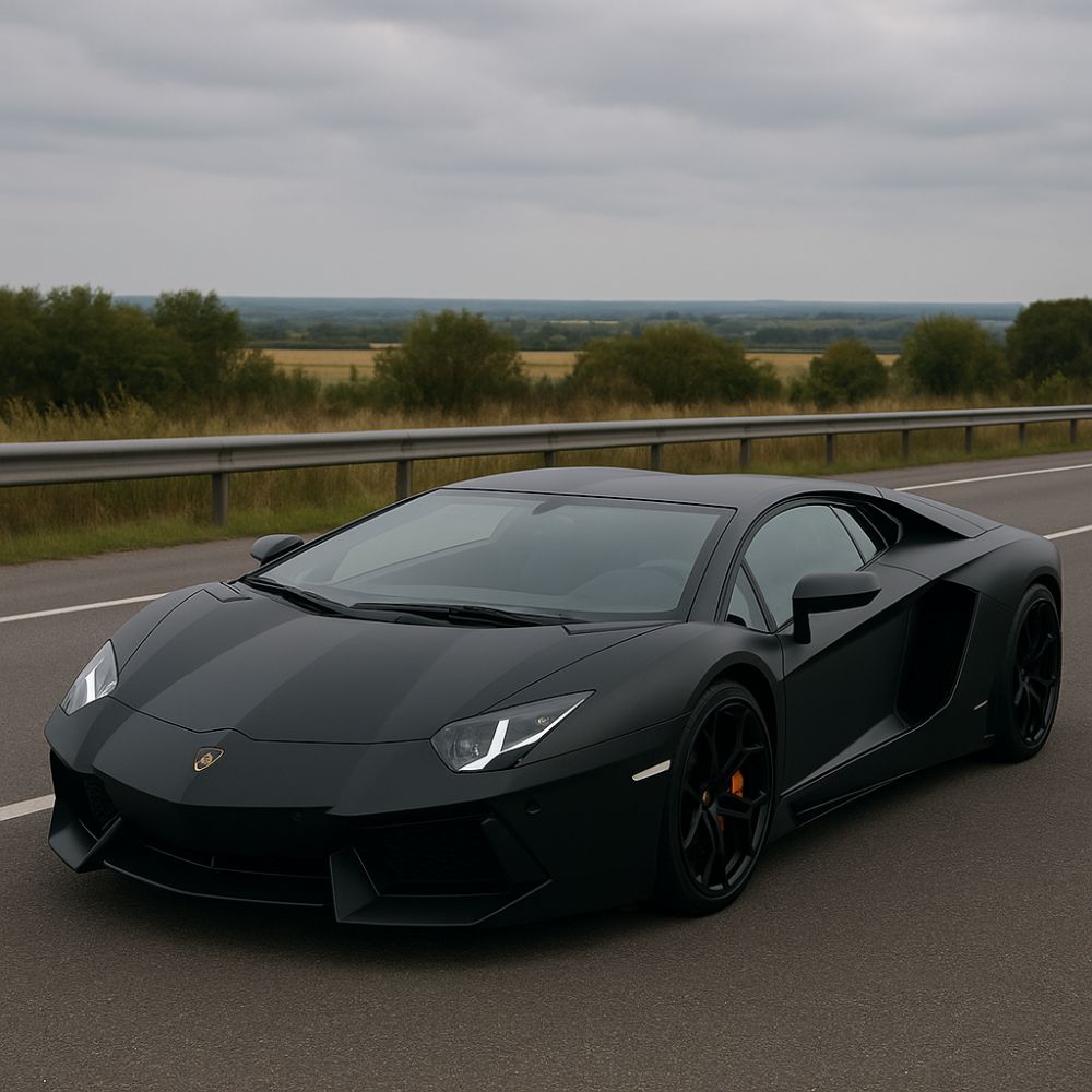 Matte Black Lamborghini Satin Finish Car Film, PROKHAR MoonVeil™ Bespoke Automotive Film for Frozen Look Styling.