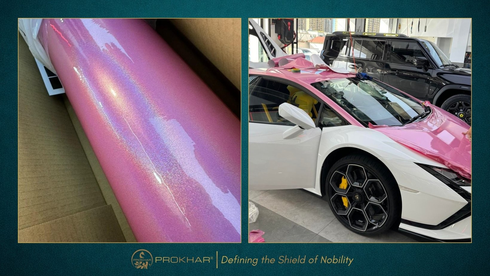Lamborghini Aventador Pink TPU Color Change Film by PROKHAR, For Automotive Film Global Distributor.