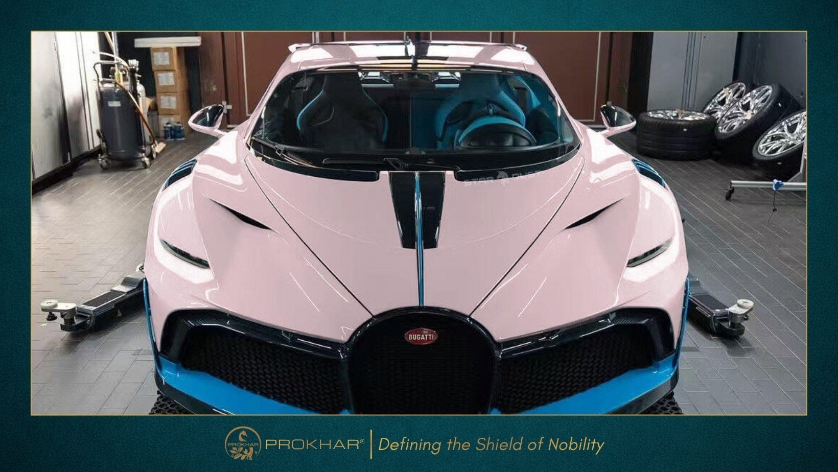 Shell Pink PET Color Change Wrap on Bugatti, Luxury Car Wrap Supplier PROKHAR.