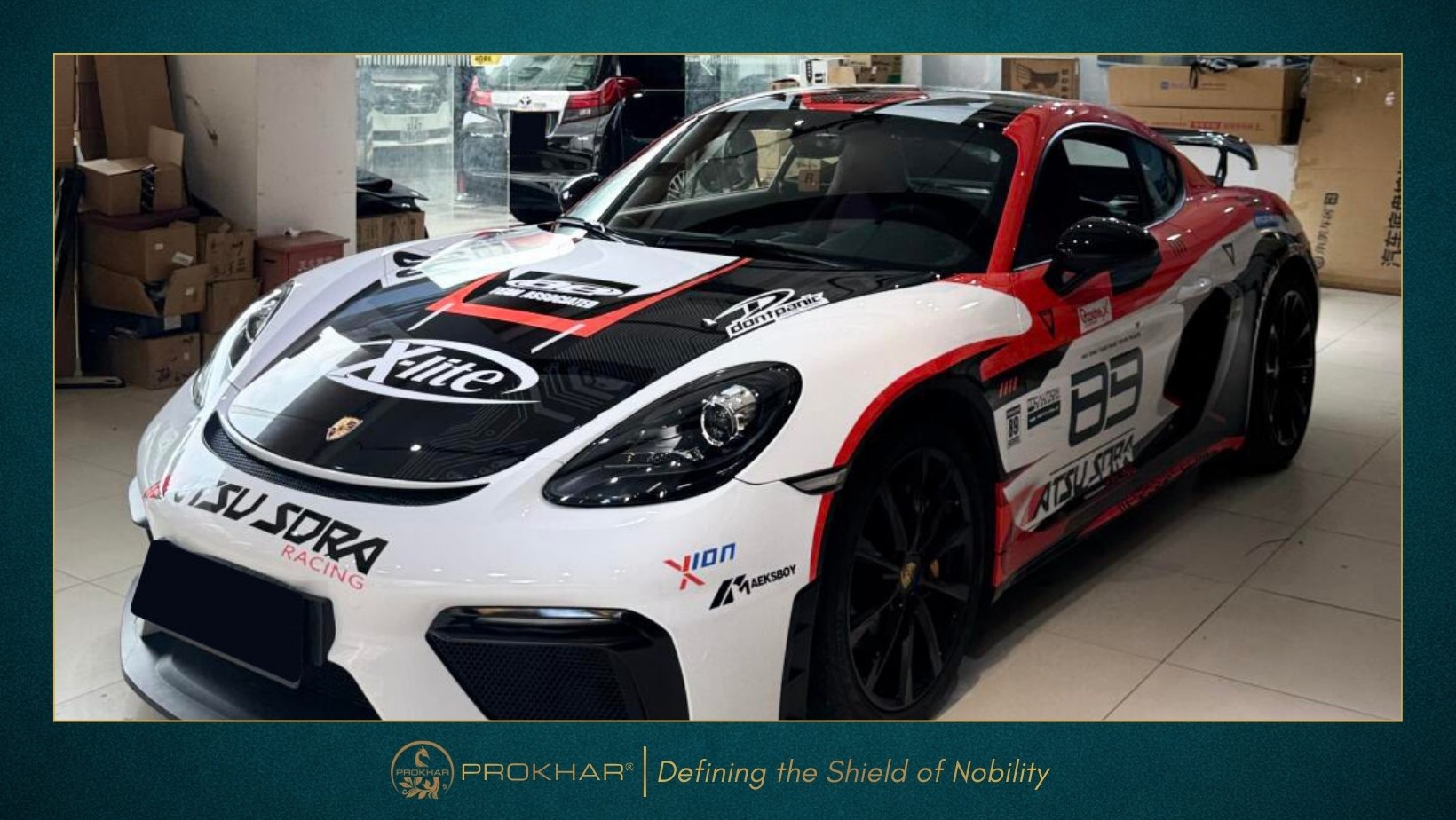 Porsche 718 Custom Track Livery Design, PROKHAR High-end Racing Wrap & PPF Supplier.