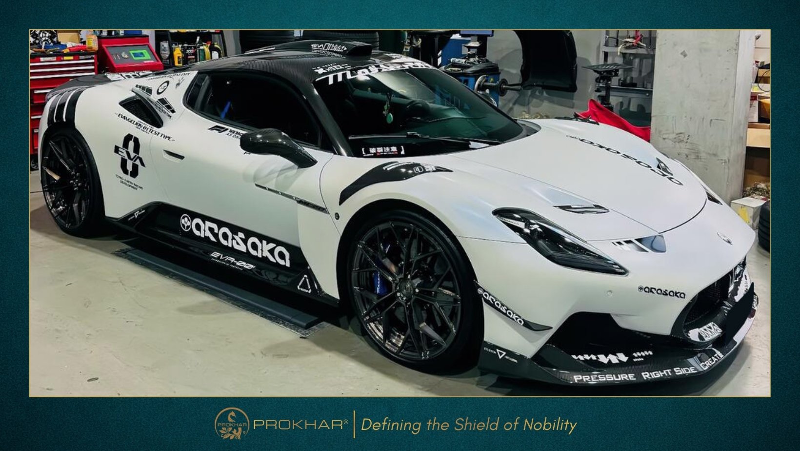 Maserati MC20 Custom Painted Design Film by PROKHAR, Luxury Car Wrap Global Distribution.