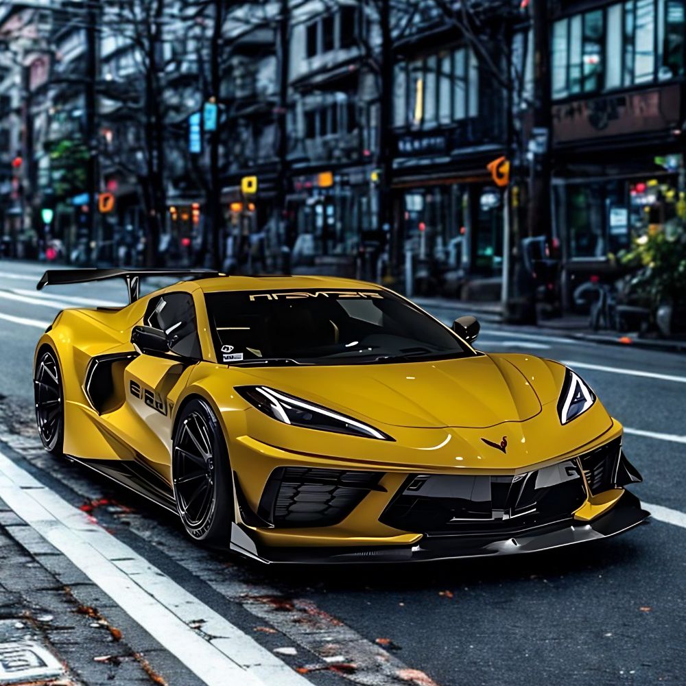 Yellow Corvette Protected by PROKHAR Luvira™, Anti-Yellowing PPF Formulation Best for White and Light-Colored Luxury Cars.